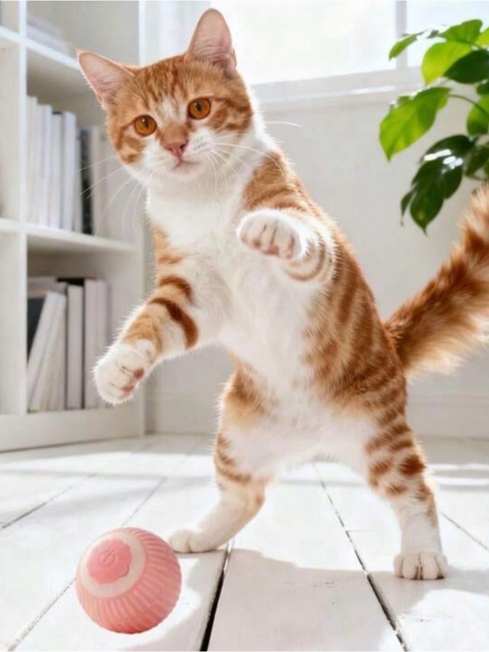 Interactive Pink Rolling Cat Ball Toy for Active Play